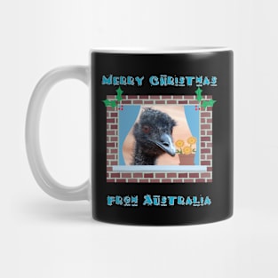 Merry Christmas from Australia with Emu in Window Mug